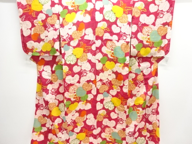 JAPANESE KIMONO / ANTIQUE KIMONO / TAISHO ROMAN STYLE / MON KINSHA / HOLLYHOCK